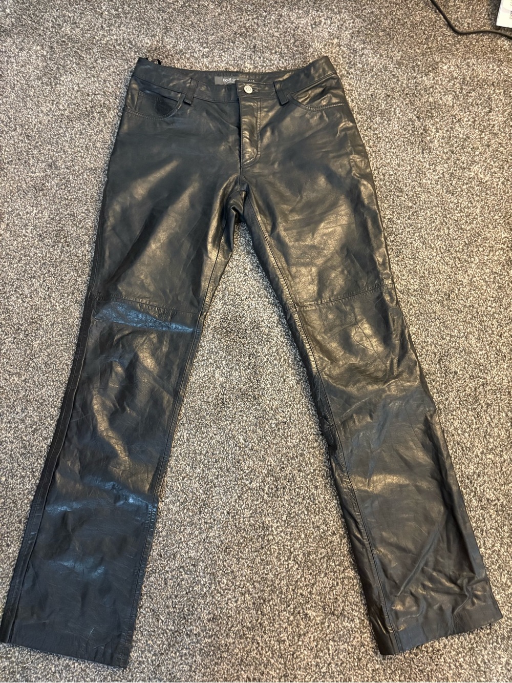 GAP Black Genuine Leather Flared Pants